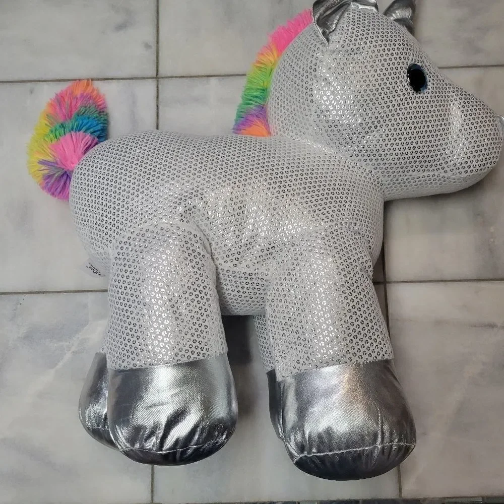 Dan Dee Silver Sparkle Rainbow plush stuffed Unicorn Horse 22
